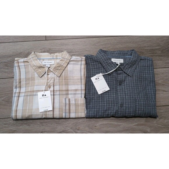 Free Assembly Other - LOT/2 FREE ASSEMBLY PLAID BUTTON FRONT SHIRTS LONG SLEEVE MENS SIZE L NWT